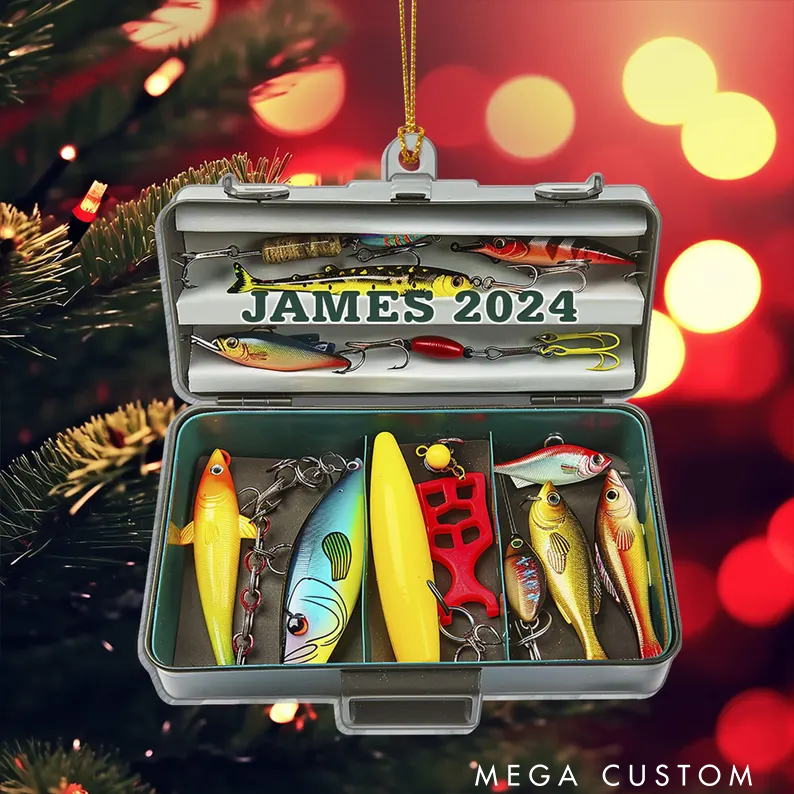 Personalized Fishing Tackle Box Ornament Fisherman Ornament Fishing Dad Ornament Christmas Gifts Tackle Box Gifts for Him Perfect Christmas Gift for Fishing Lover