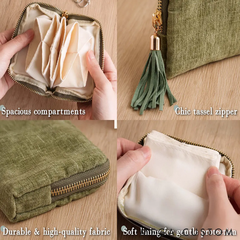Personalized Travel Jewelry Case Jewelry Organizer for Women Small Zipper Pouch with Tassel Custom Bridesmaid Gift for Her Stylish Gift for Women or Everyday Use
