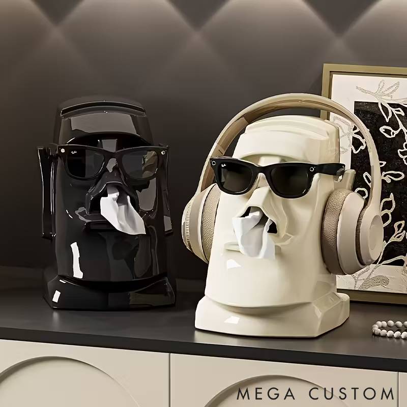 Creative Tissue Box Desktop Storage Box Glasses Earphone Storage Rack Office Organizer Desk Multi-Functional for Glasses Headphones Home or Office Decor