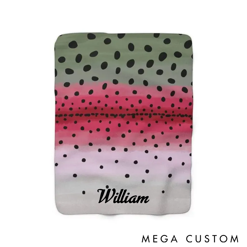 Personalized Rainbow Trout Blanket Soft and Cozy Fish Scale Design Custom Name Perfect Gift for Fishing Enthusiasts and Home Decor