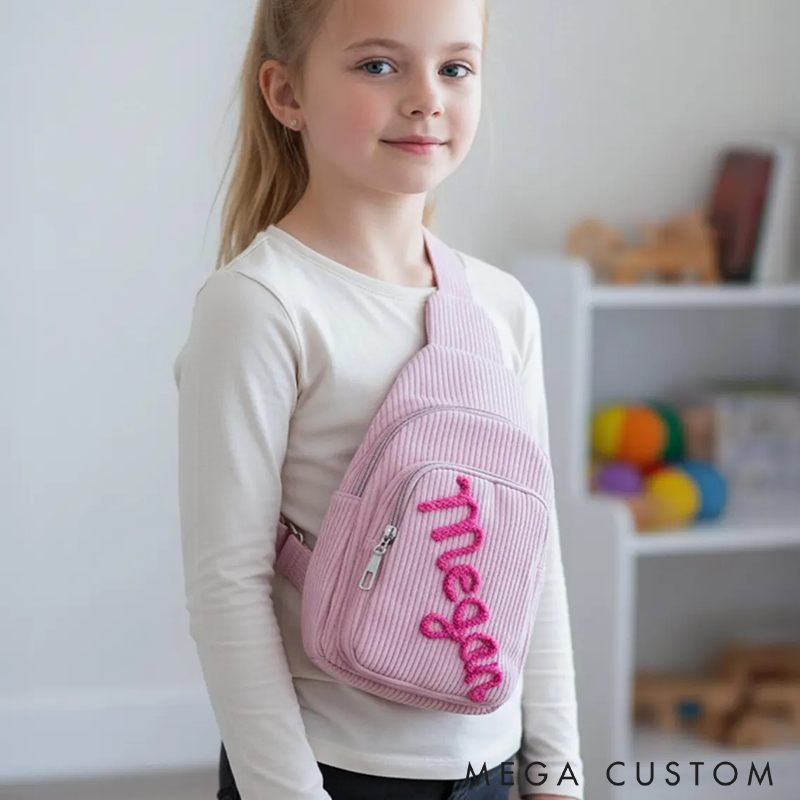 Personalized Custom Name Corduroy Sling Bag Lightweight Shoulder Bag Stylish and Practical for Daily Use Travel or Gifts