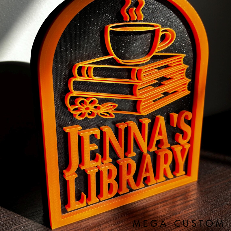 Personalized Library Sign Custom Bookshelf Sign for Book Nook Bookish Decor Book Lover Gift Readers Gift