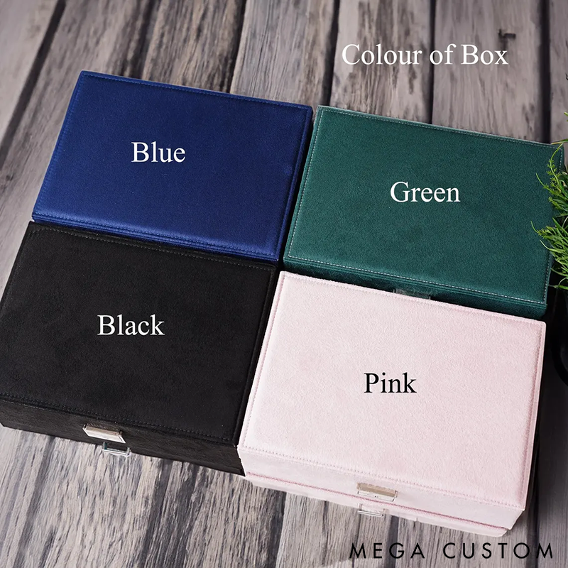Personalized Velvet Jewelry Box Jewelry Storage Organizer for Women Custom Name and Element Multi-Layer Organizer for Rings Necklaces and Earrings