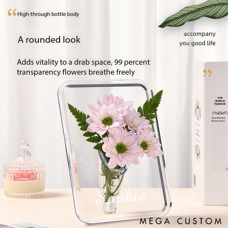 Personalized Acrylic Flower Vase Modern Transparent Design Custom Name Engraving Perfect for Home Decor and Gifts