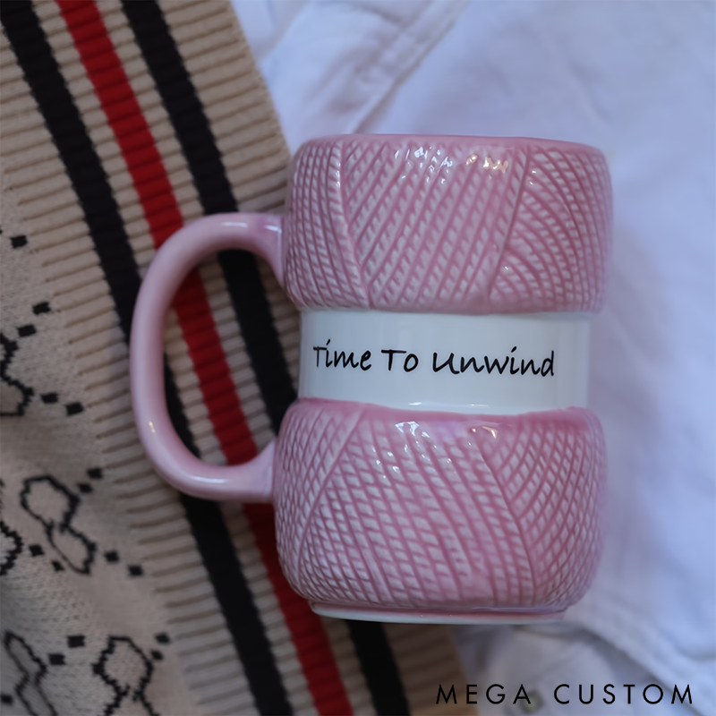 Personalized Knitting-Themed Ceramic Mug Creative Yarn Ball Design Coffee Cup Perfect Gift for Knitters and Crochet Lovers