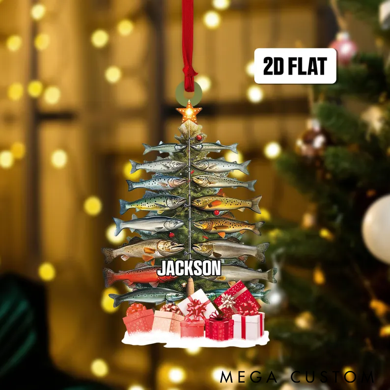 Personalized Fishing 2D Flat Ornament Fishing Man Ornament Christmas Gift For Fishing Lovers Christmas Tree Decor Gift For Fishing Lovers