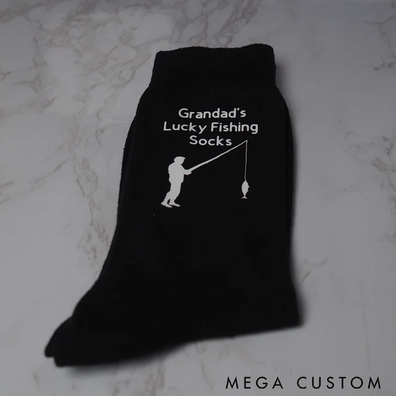 Personalised Lucky Fishing Socks Casual Socks Funny Fishing Socks Secret Santa Gift for Grandad Birthday Anniversary Dad