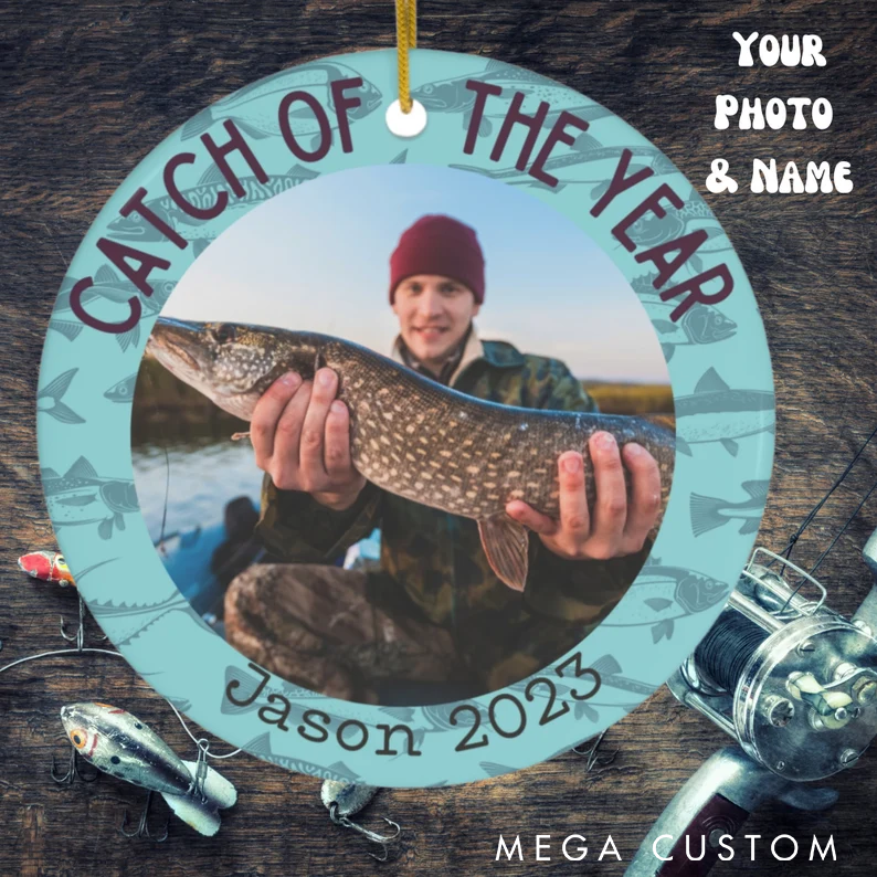 Personalized Fishing Photo Ornament Fishing Gift for him or herCatch of the Year Ornament Christmas Gift Fishing gift Fishing Lovers Gift