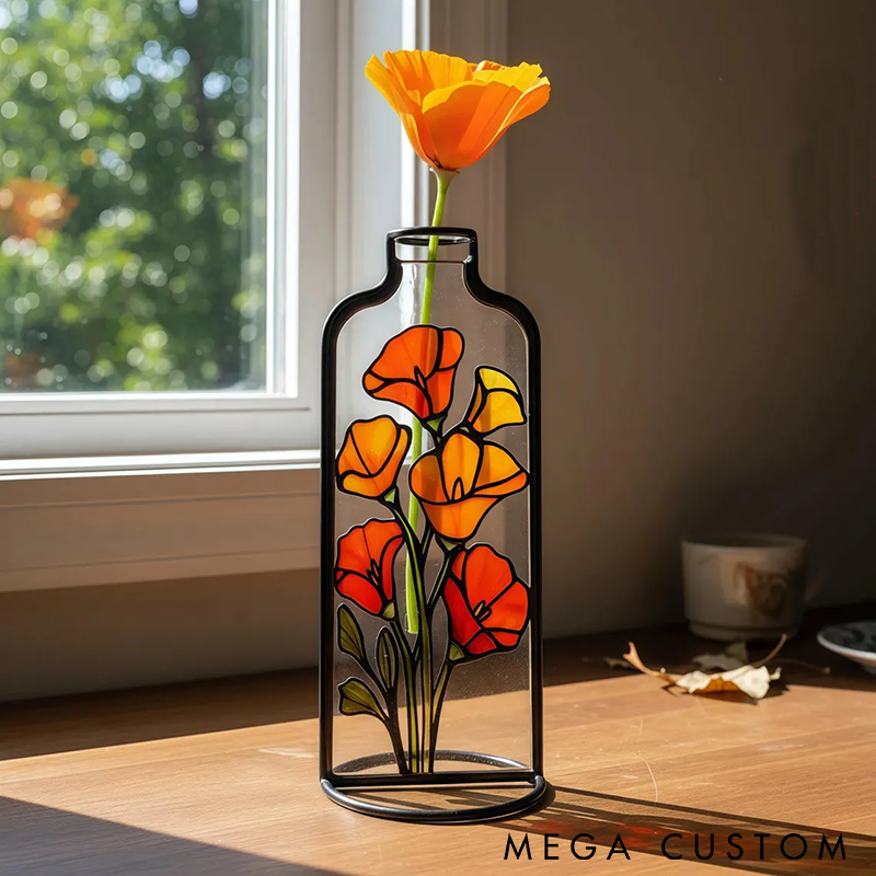 Personalized Glass Flower Vase Custom Name Design Hand-Painted Floral Decor Perfect for Home Decoration or Unique Gift New Home Housewarming Gift For Couples Flower Vase for New Home Occasion Moving In Gift