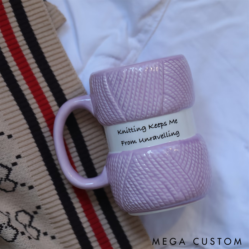 Personalized Knitting-Themed Ceramic Mug Creative Yarn Ball Design Coffee Cup Perfect Gift for Knitters and Crochet Lovers