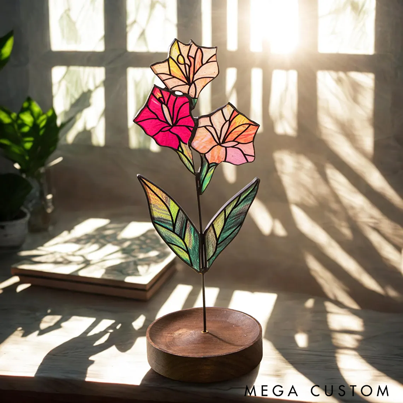 Personalized Glass Birth Flower Suncatcher Birth Flower Figurines Unique Monthly Flower Decor Perfect for Gifts Home Decor and Special Occasions