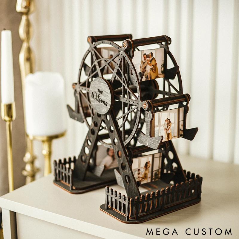 Personalized Wooden Ferris Wheel Valentine Gifts Rotating Ferris Wheel Photo Frame Unique Decorative Picture Holder for Home Office or Gift Display