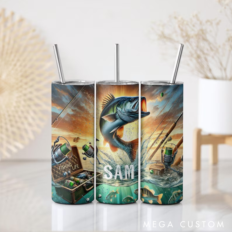 Personalized Fishing Tumbler Fishing Life Tumbler Custom Name Perfect Gift for Anglers and Outdoor Enthusiasts