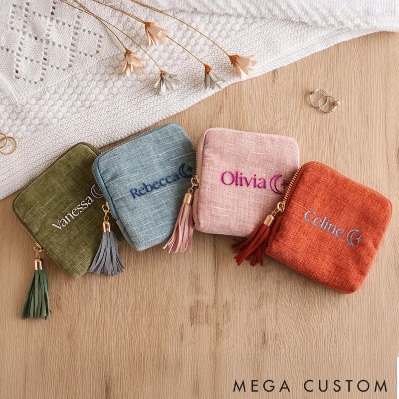 Personalized Travel Jewelry Case Jewelry Organizer for Women Small Zipper Pouch with Tassel Custom Bridesmaid Gift for Her Stylish Gift for Women or Everyday Use