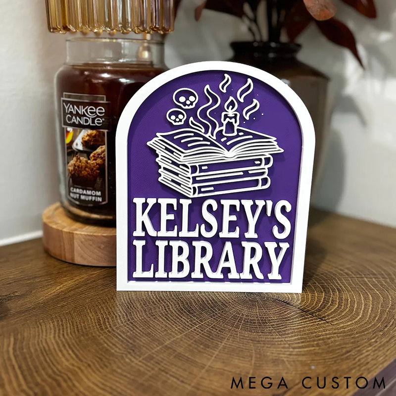 Personalized Library Sign Custom Bookshelf Sign for Book Nook Bookish Decor Book Lover Gift Readers Gift