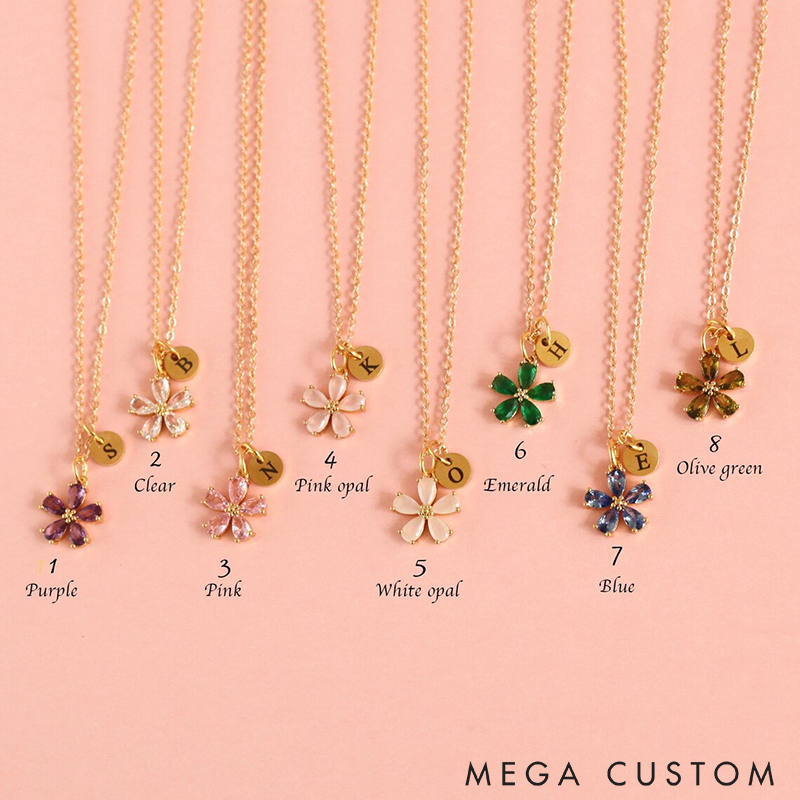 Personalized Flower Girl Necklace Jewelry Custom Initial Pendant Elegant Jewelry Gift for Women Friends or Special Occasions
