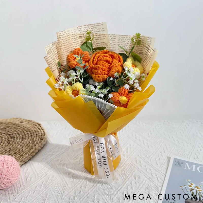 Crochet Rose Bouquet Knitted Eternal Flower Arrangement Perfect for Home Decor Gifts and Special Occasions