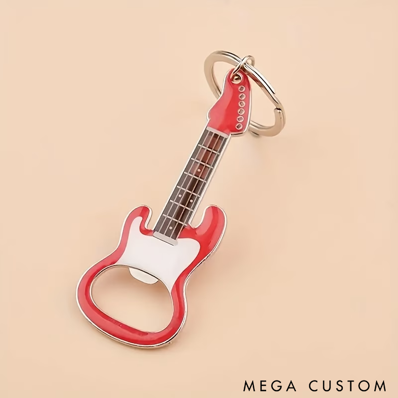 Guitar Keychain Bottle Opener Stylish Metal Design Durable and Portable Perfect for Music Lovers Gifts or Everyday Use