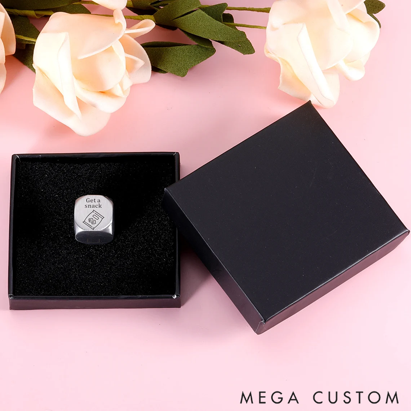 Personalized Stainless Steel Decision Dice Funny Activity Selector with Engraved Options Happy Retirement Gifts for Coworker Colleague Employee Appreciation Gifts Unique Gift for Friends Family or Office Desk Decor