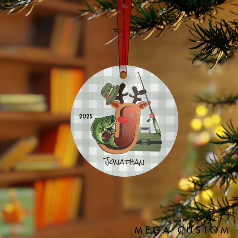 Personalized Fishing Christmas Ornament Letter Christmas Decor Custom Name Holiday Decoration for Fishing Enthusiasts Perfect Gift for Anglers