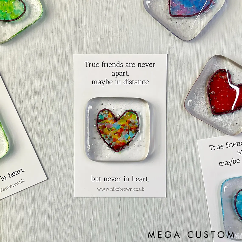 Handmade Glass Pocket Token Unique Friendship Gift with Inspirational Quote Perfect for Decoration or Sentimental Memory