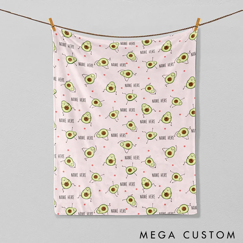 Personalized Avocado Yoga Blanket Custom Name Soft and Lightweight Perfect for Yoga Meditation or Relaxation Cute and Cozy Gift Idea