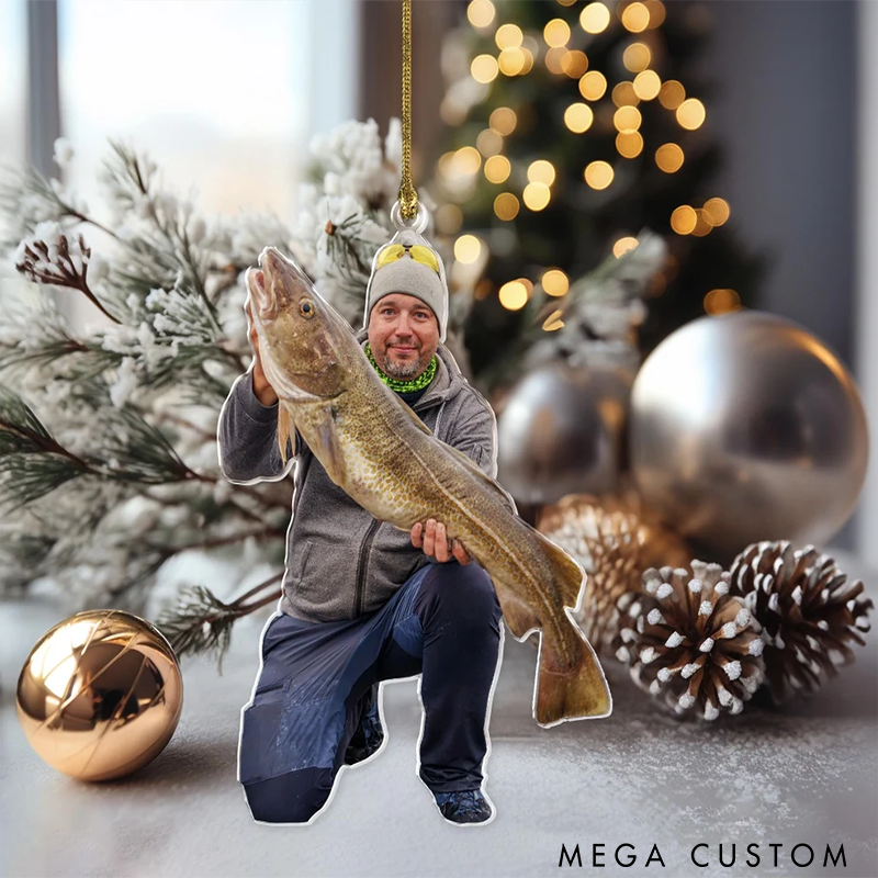 Personalized Fishing Photo Ornament Fisherman Ornament Custom Ornament Dad Ornament Grandpa Ornament Fishing Lover Ornament Gift For Fisherman Christmas Gift for Fishing Lover