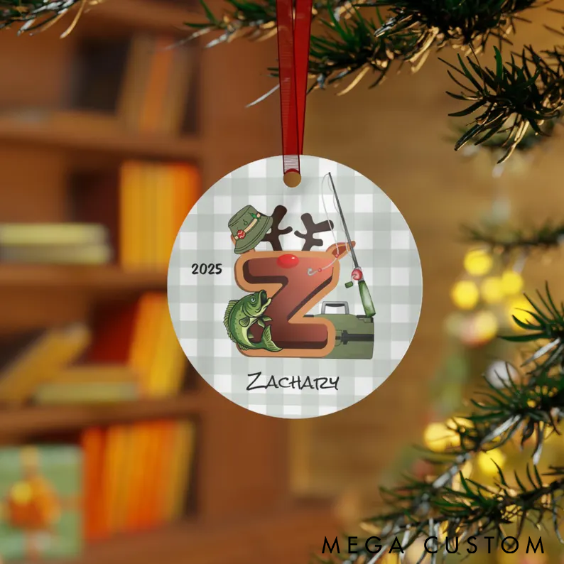 Personalized Fishing Christmas Ornament Letter Christmas Decor Custom Name Holiday Decoration for Fishing Enthusiasts Perfect Gift for Anglers