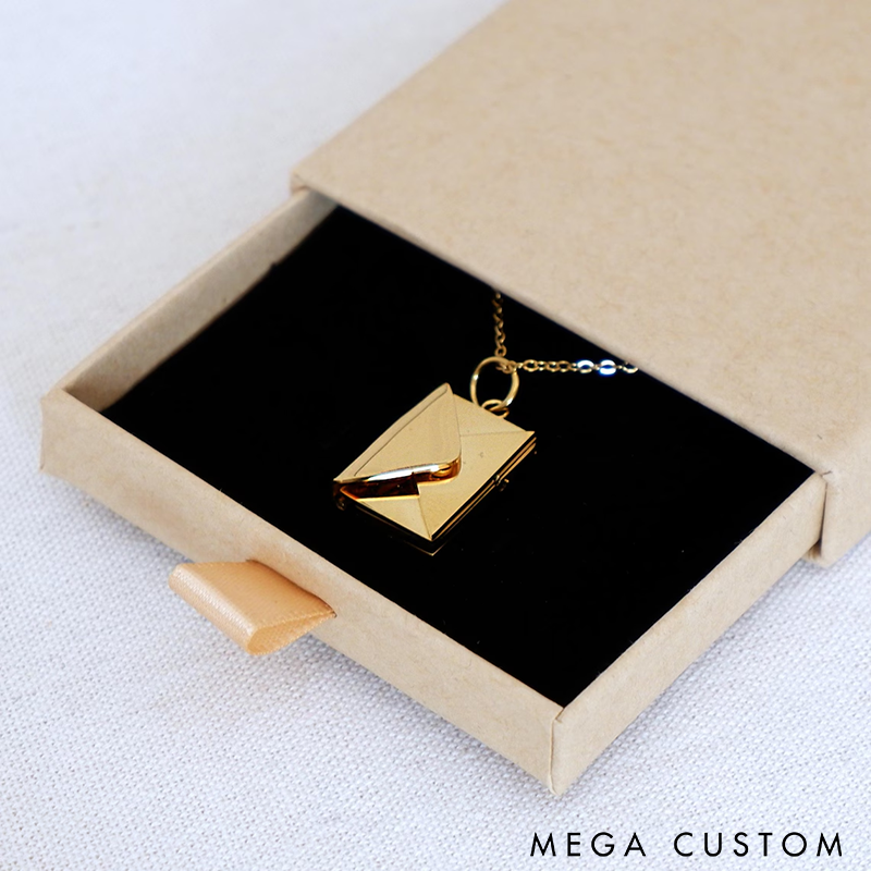 Personalized Secret Message Envelope Necklace with Custom Engraved Message Unique Gift for Women Friends and Loved Ones
