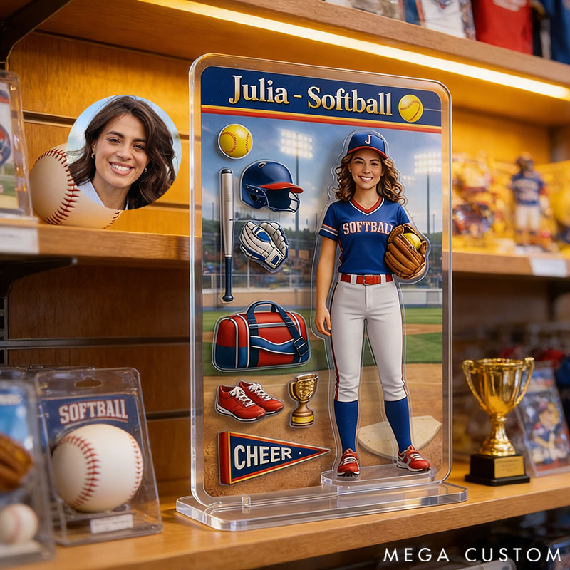 Personalized Softball Theme Acrylic Decor Custom Photo the Perfect Gift for Softball Fans