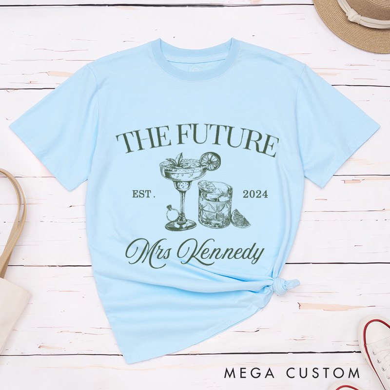 Personalized Vintage-Inspired Future Mrs. Cocktail-Themed Engagement Fiancée Classic T-Shirt  