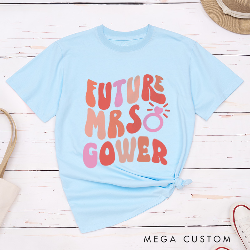 Personalized Bold and Playful Future Mrs. with Rings Fiancee Engagement Fiancée Classic T-Shirt