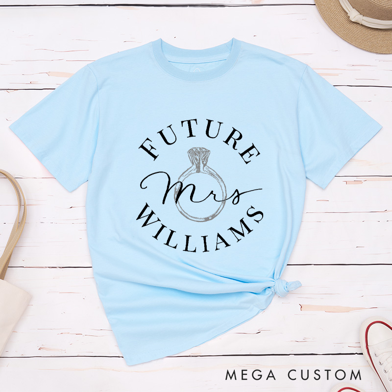 Personalized Elegant Future Mrs. with Ring Fiancee Engagement Fiancée Classic T-Shirt