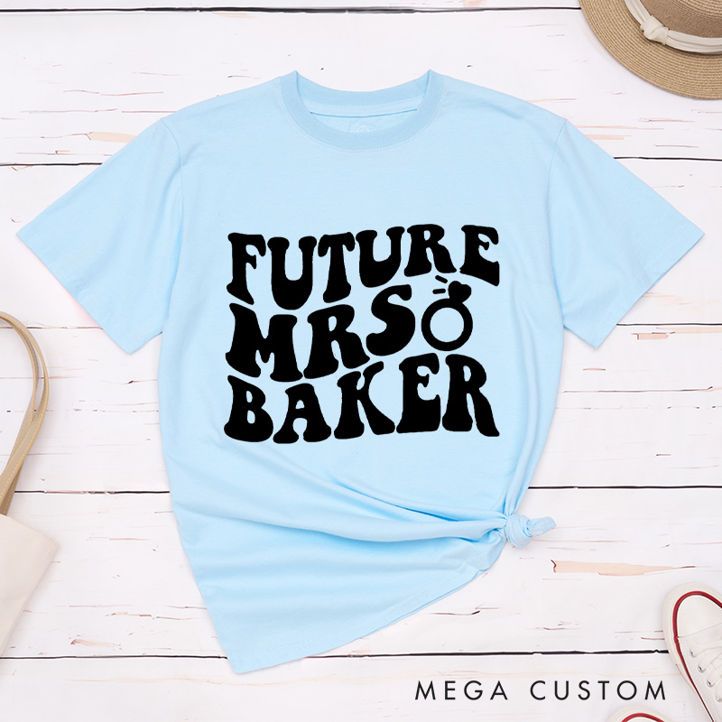 Personalized Retro-Inspired Future Mrs with Ring Fiancee Engagement Fiancée Classic T-Shirt