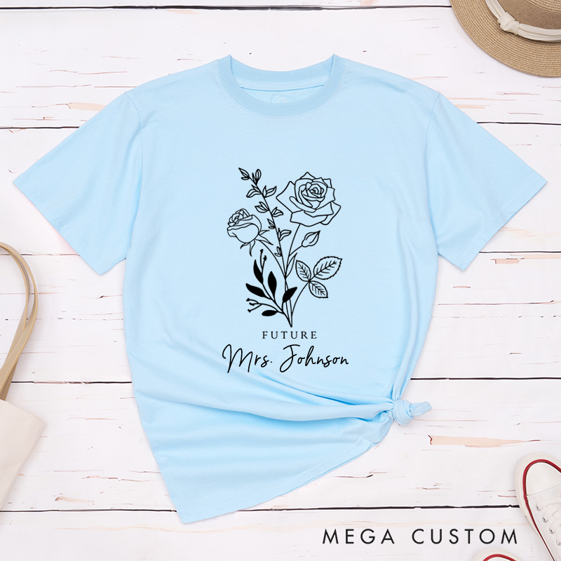Personalized Elegant Rose Future Mrs Fiancee Engagement Fiancée Classic T-Shirt