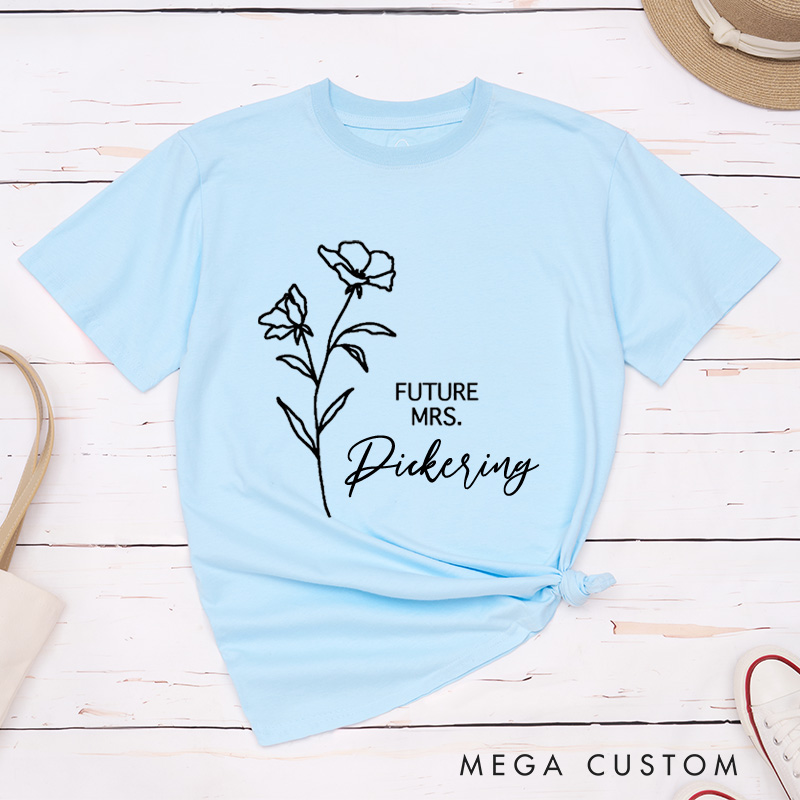 Personalized Poppy Flower Future Mrs Fiancee Engagement Fiancée Classic T-Shirt