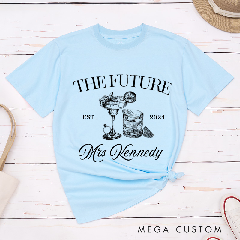 Personalized Elegant Future Mrs. Cocktail-Themed Engagement Fiancée Classic T-Shirt  