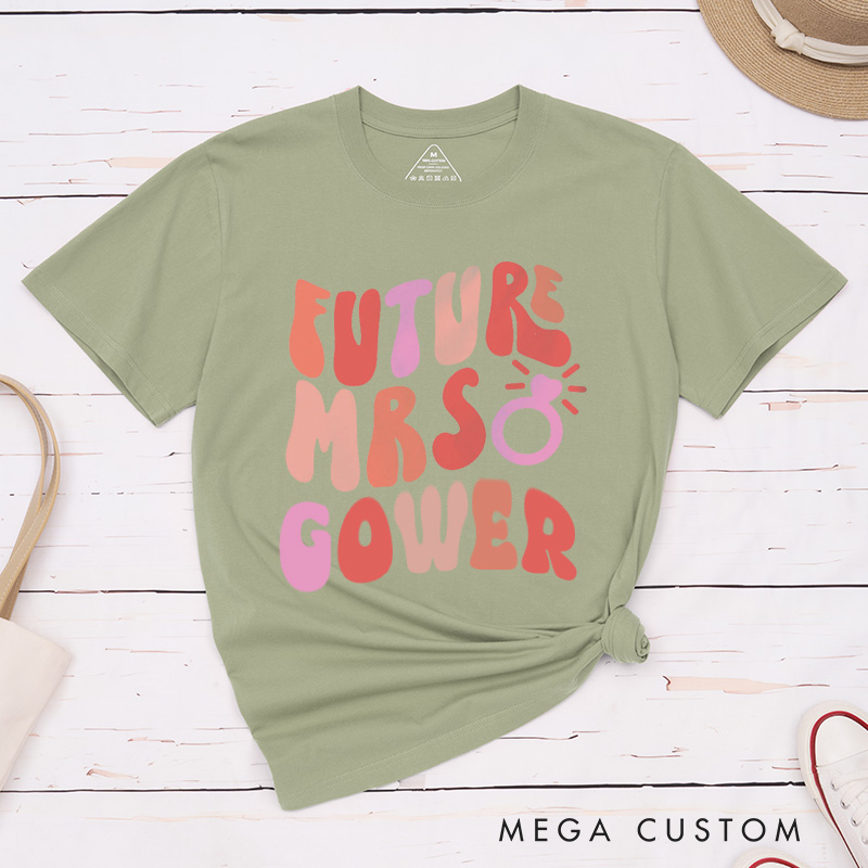 Personalized Bold and Playful Future Mrs. with Rings Fiancee Engagement Fiancée Classic T-Shirt