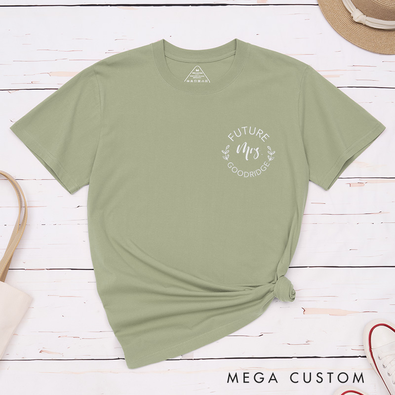Personalized Future Mrs with Floral Accents Engagment Fiance Classic T-Shirt  