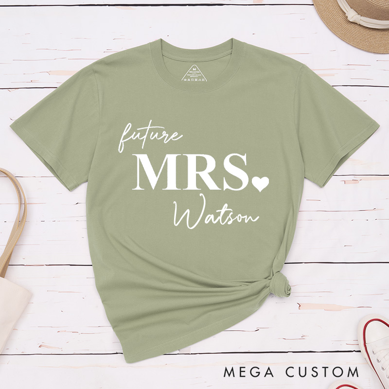 Personalized Elegant Future Mrs with Heart Fiancee Engagement Fiancée Classic T-Shirt