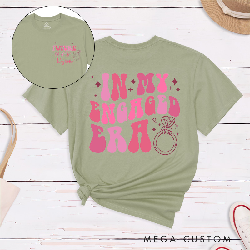 Personalized Playful Pink In My Engaged Era Future Mrs. Fiancee Engagement Fiancée Classic T-Shirt