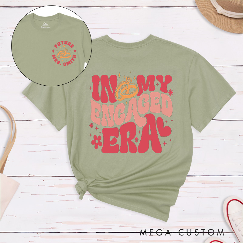 Personalized Bold In My Engaged Era Future Mrs with Rings Fiancee Engagement Fiancée Classic T-Shirt