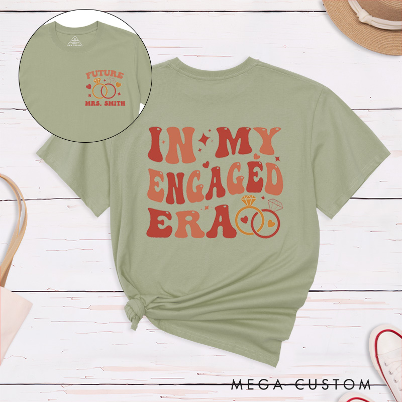 Personalized Vintage In My Engaged Era Future Mrs with Rings and Hearts Fiancee Engagement Fiancée Classic T-Shirt