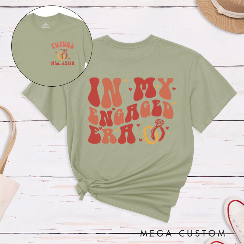 Personalized Warm Colors Playful In My Engaged Era Future Mrs with Ring Fiancee Engagement Fiancée Classic T-Shirt