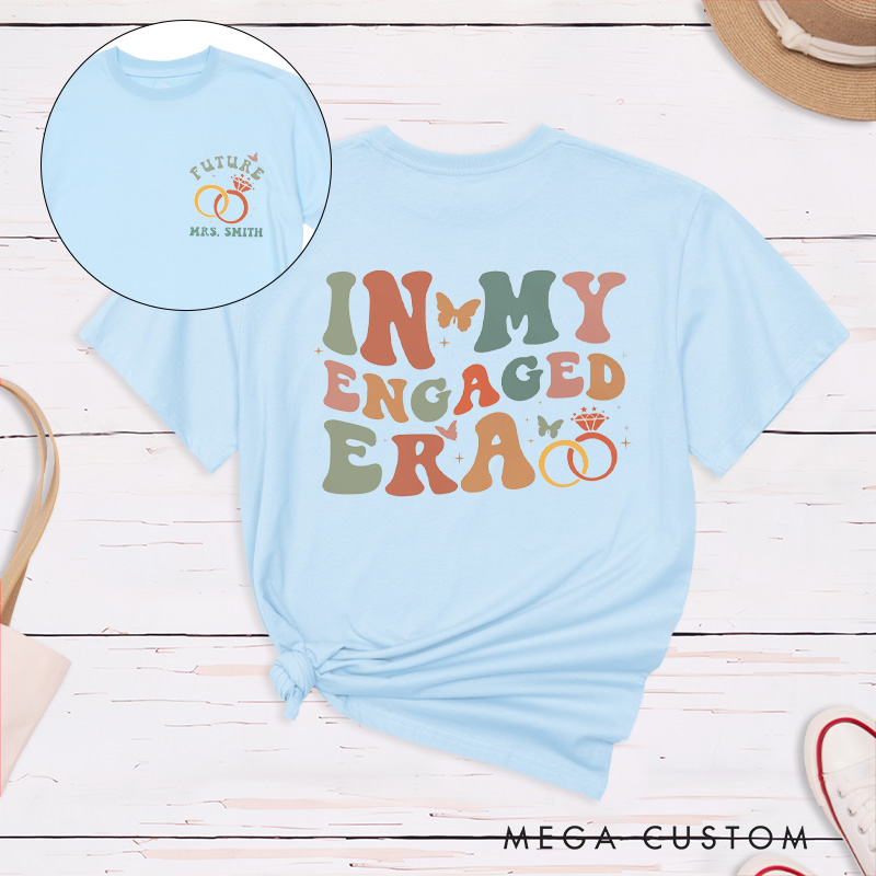 Personalized Earthy Tone In My Engaged Era Future Mrs with Rings and Butterflies Fiancee Engagement Fiancée Classic T-Shirt