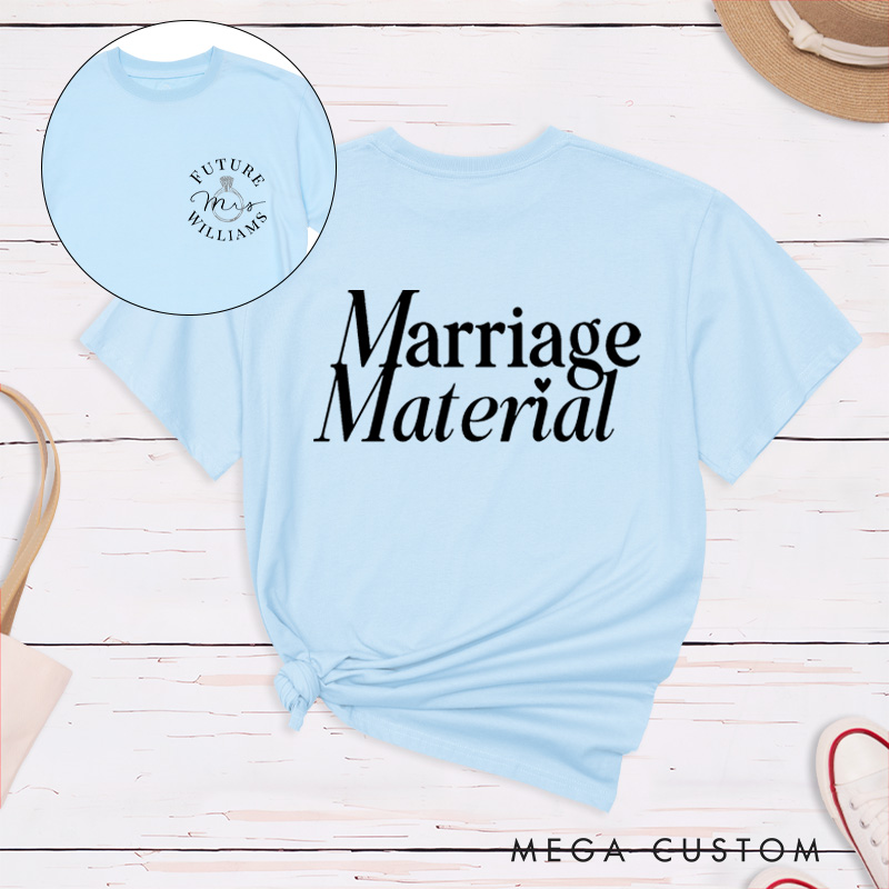 Personalized Elegant Marriage Material Future Mrs. Fiancee Engagement Fiancée Classic T-Shirt