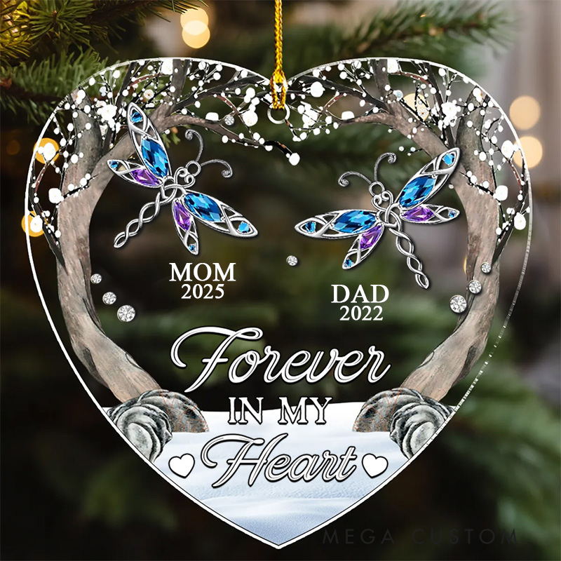 Personalized Custom Heart Memorial Ornament Sympathy Gift For Family Members