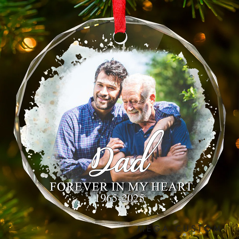 Personalized Crystal Memorial Ornament With Custom Photo Name Date Mommy Forever In My Heart Memorial Gift