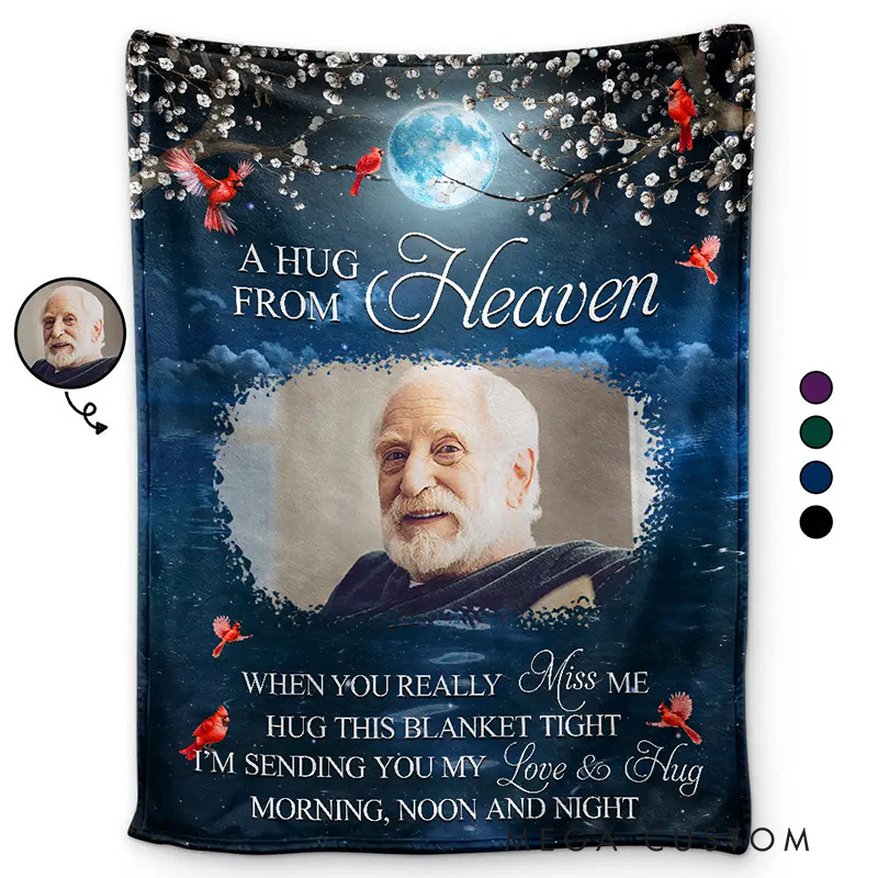Personalized Memorial Blanket With Cardinal Design Custom Photo When You Miss Me Have No Fear Hug This Blanket And Know I’m Here Keepsake