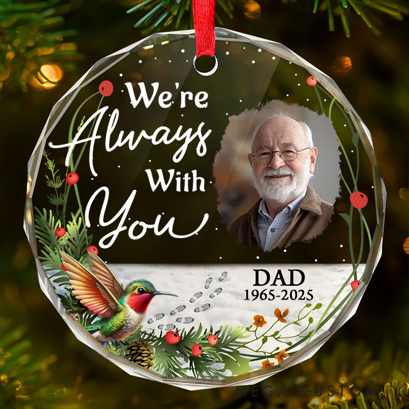 Personalized Memorial Ornament With Custom Photo Name Date You Never Walk Alone Memorial Gift